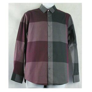 Alfani Men's Long-Sleeve Woven Button-Down Shirt, Port Wine Red Multicolor Plaid